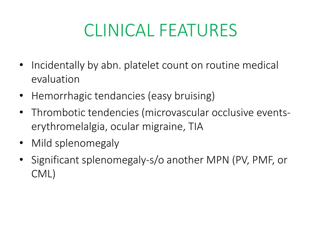 clinical features 1