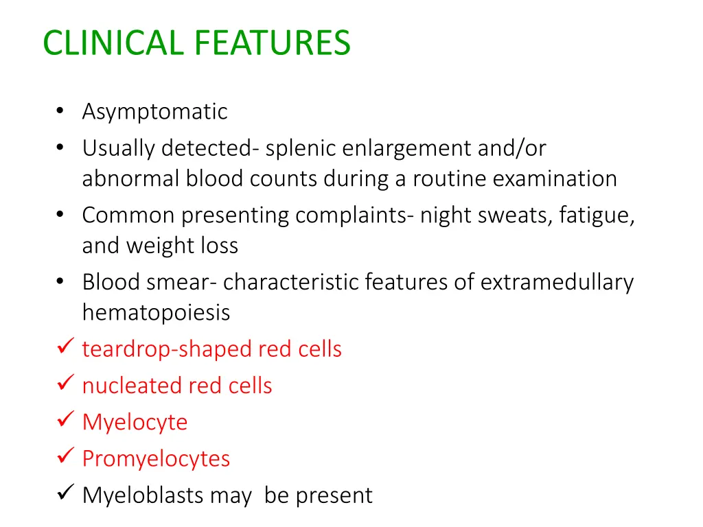 clinical features