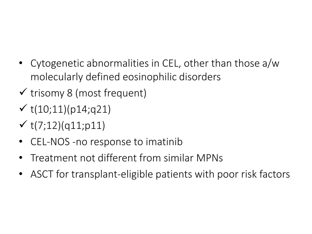 cytogenetic abnormalities in cel other than those