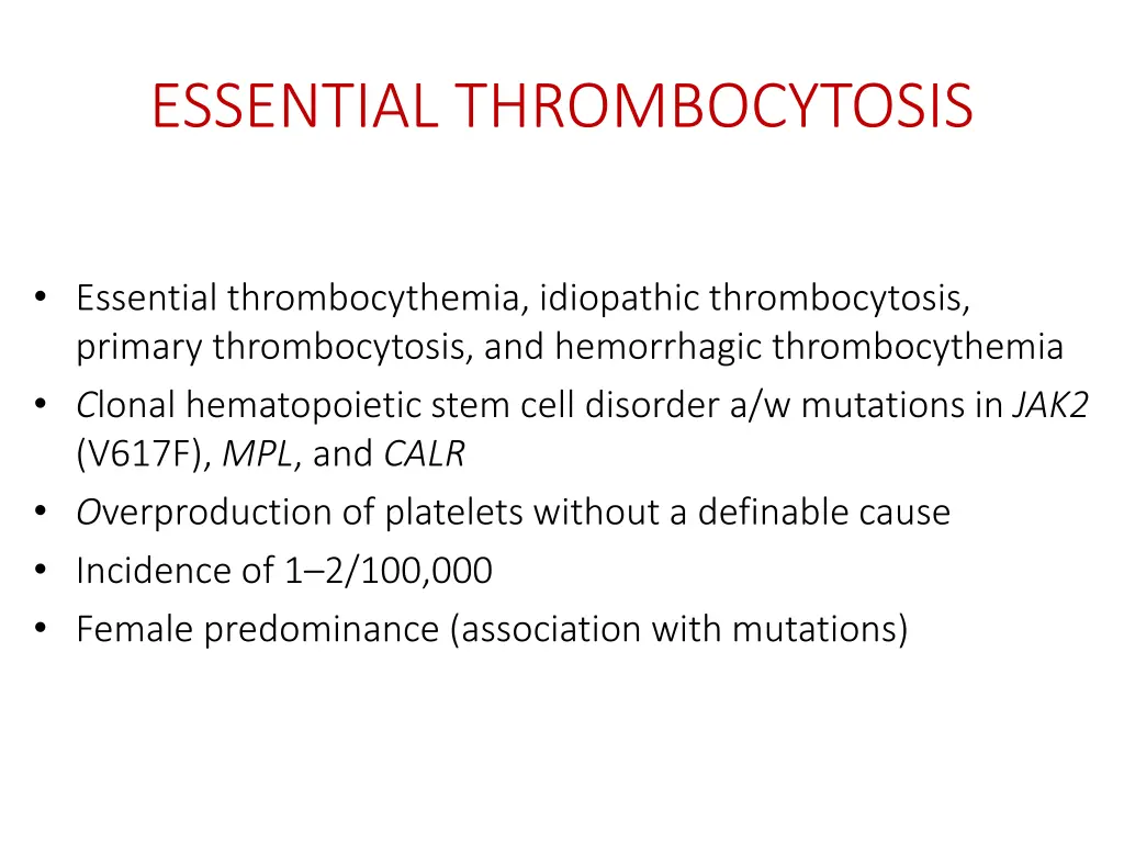 essential thrombocytosis