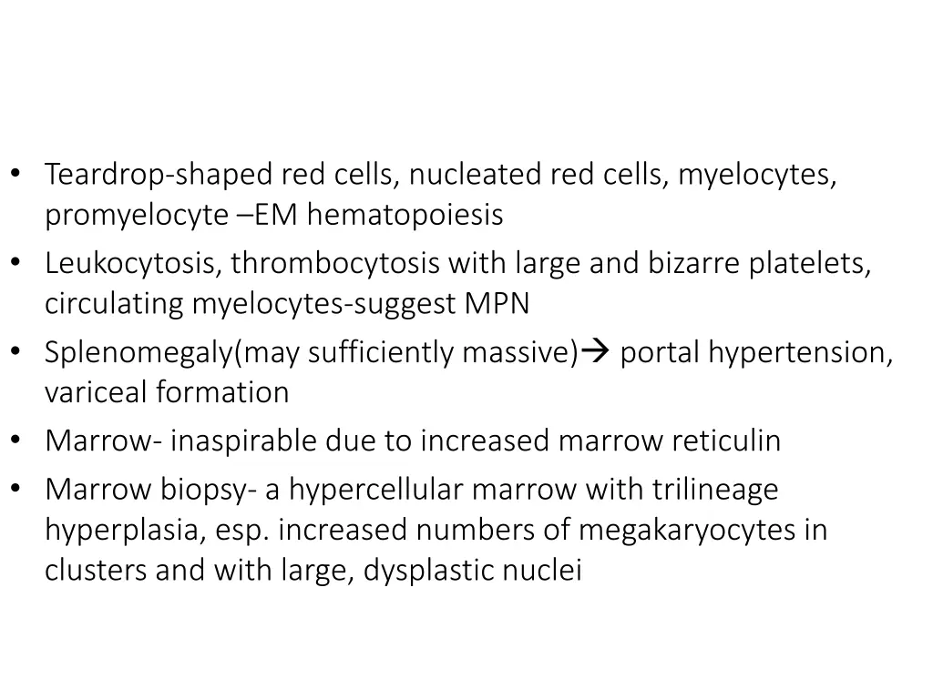 teardrop shaped red cells nucleated red cells