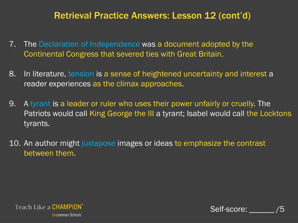 retrieval practice answers lesson 12 cont d