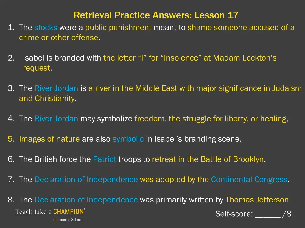 retrieval practice answers lesson 17