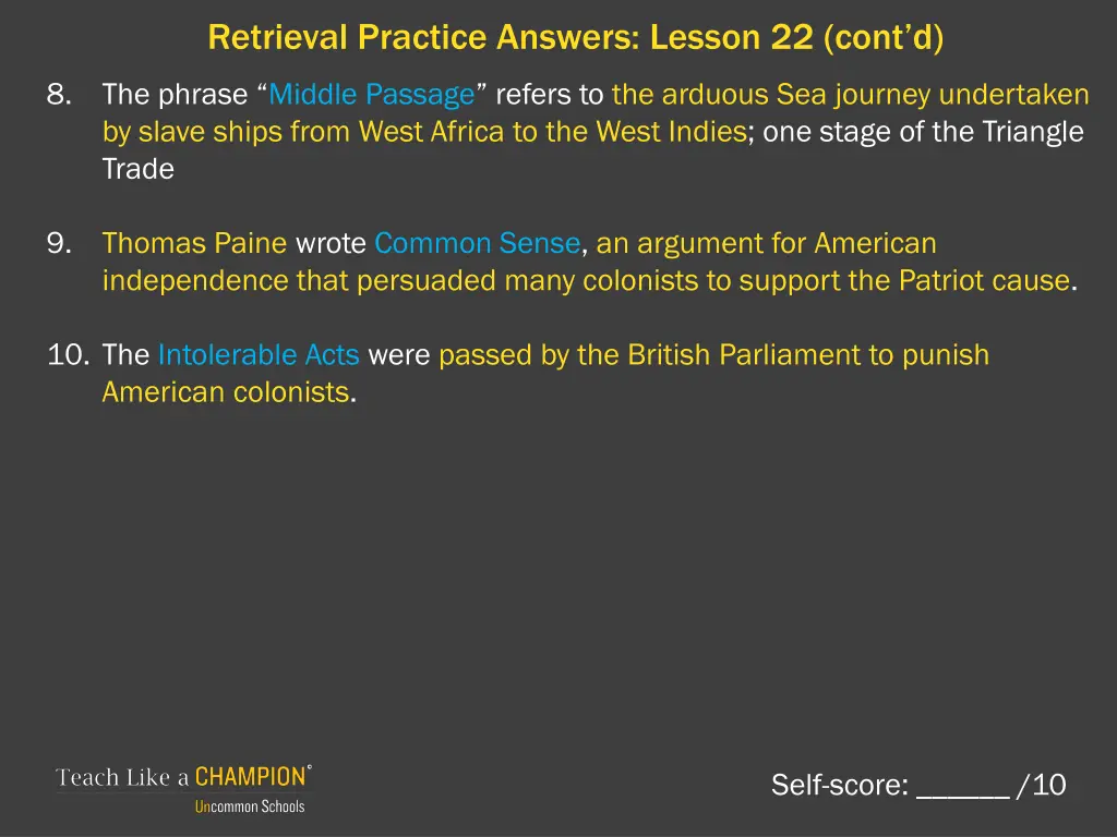 retrieval practice answers lesson 22 cont d