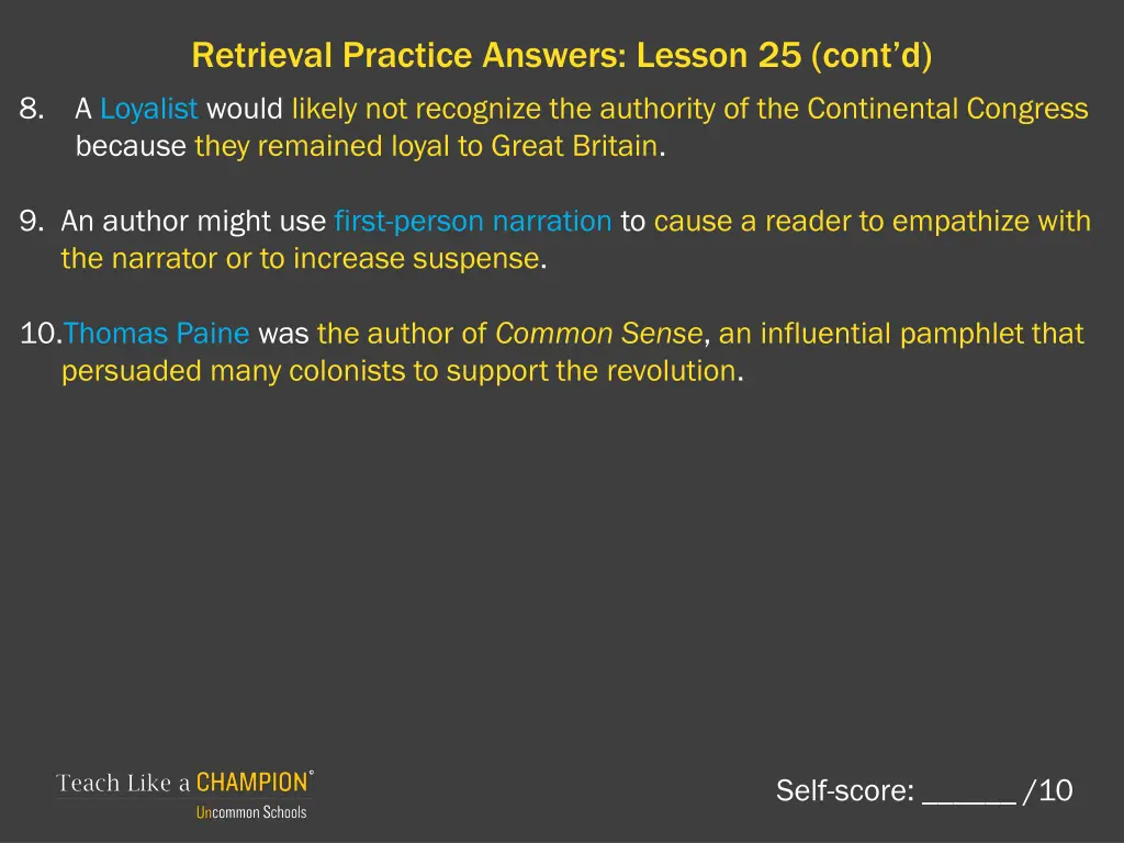 retrieval practice answers lesson 25 cont d