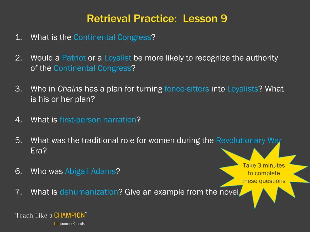 retrieval practice lesson 9