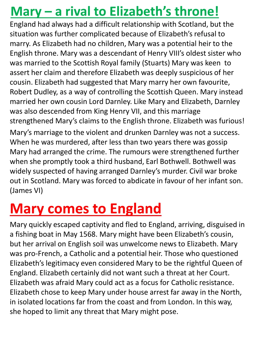 mary a rival to elizabeth s throne england