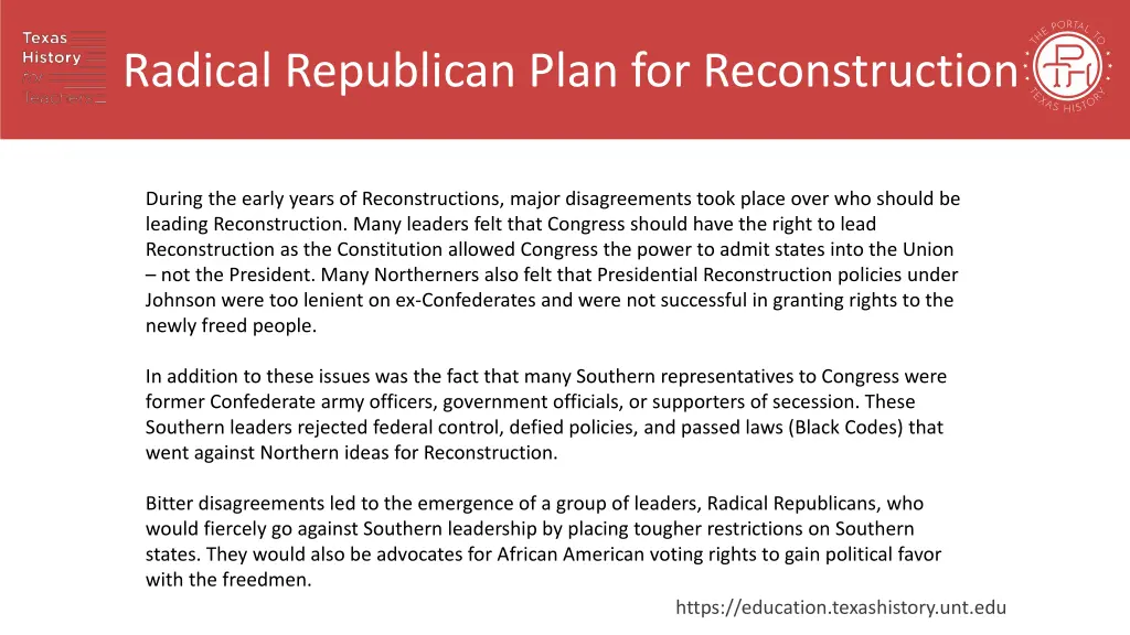 radical republican plan for reconstruction