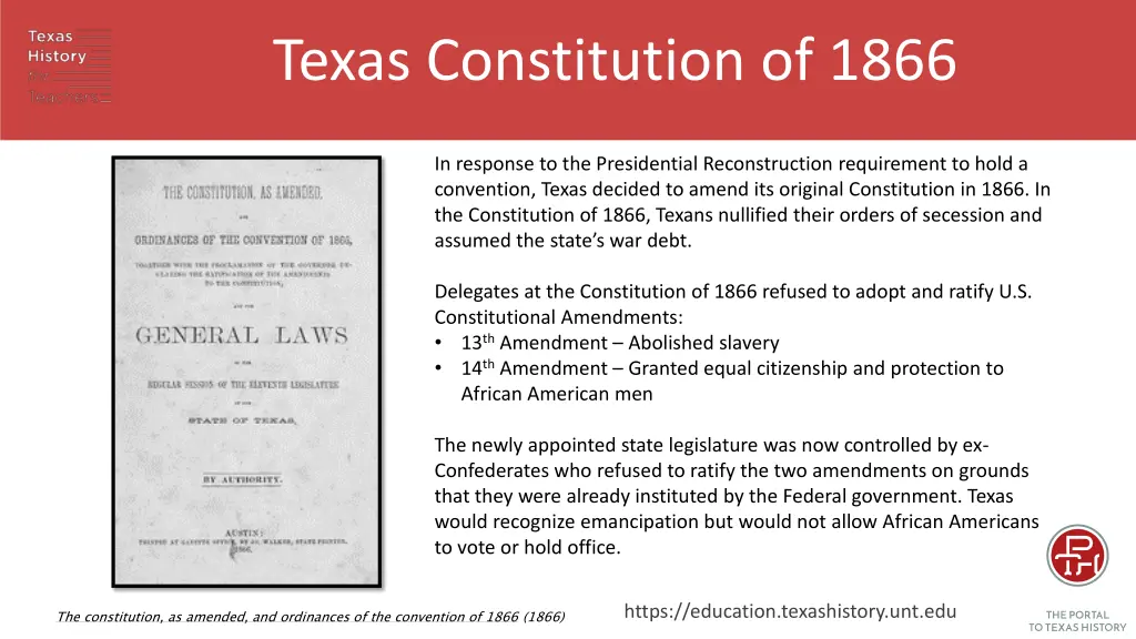 texas constitution of 1866