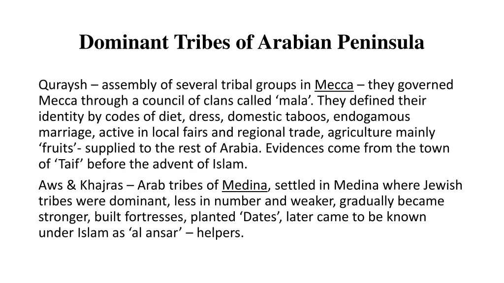 dominant tribes of arabian peninsula