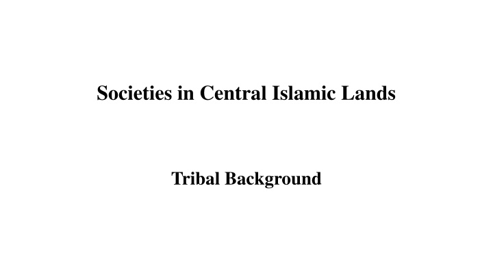 societies in central islamic lands