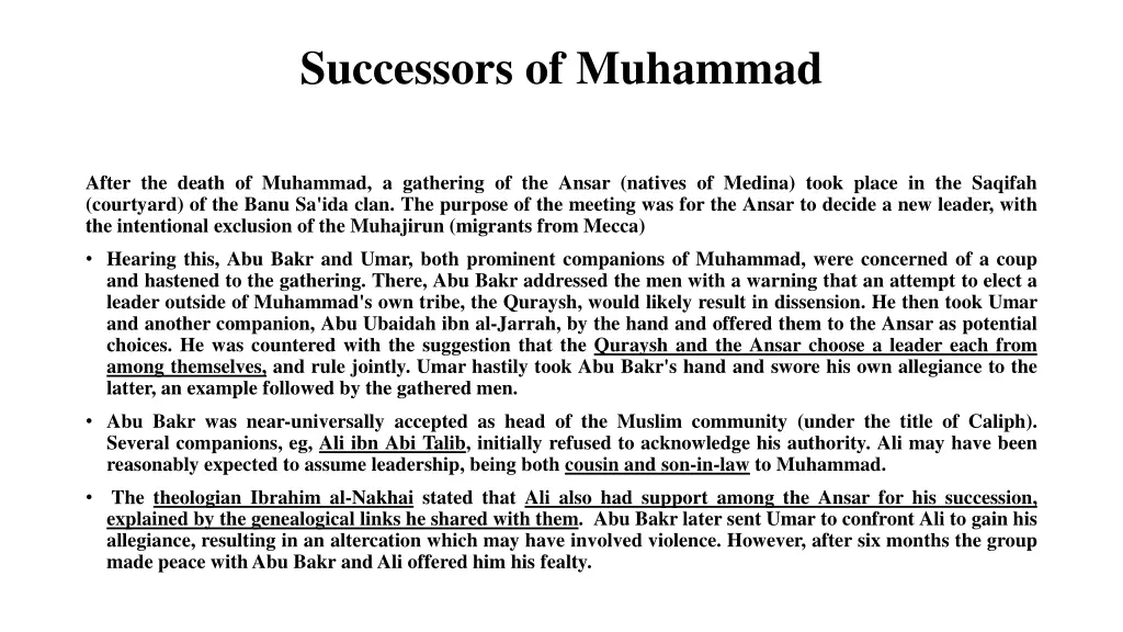 successors of muhammad