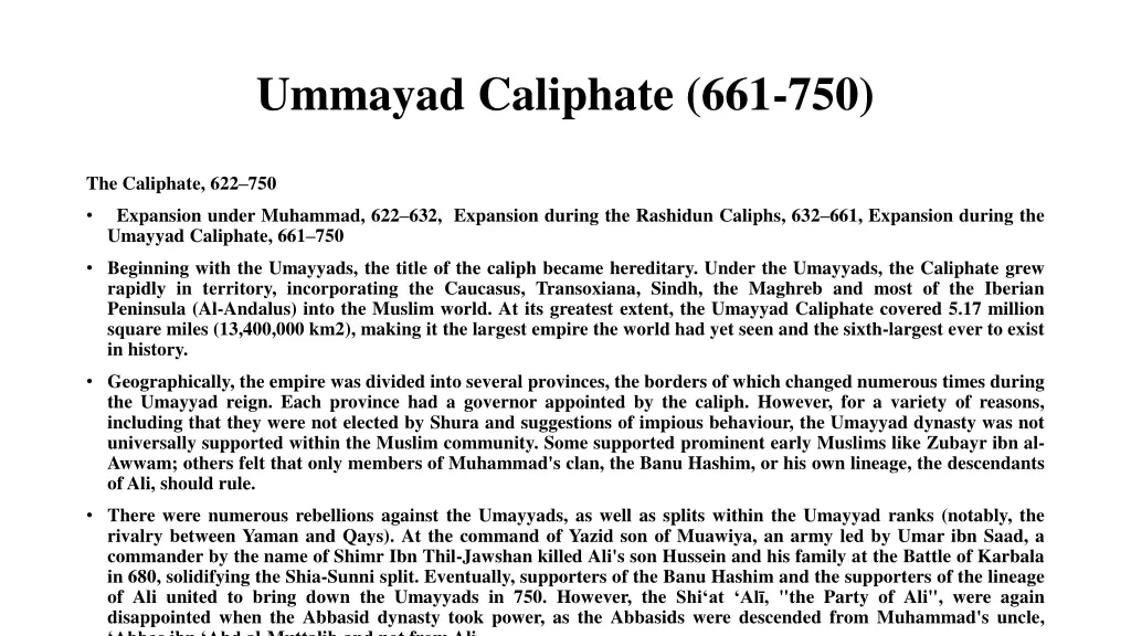 ummayad caliphate 661 750