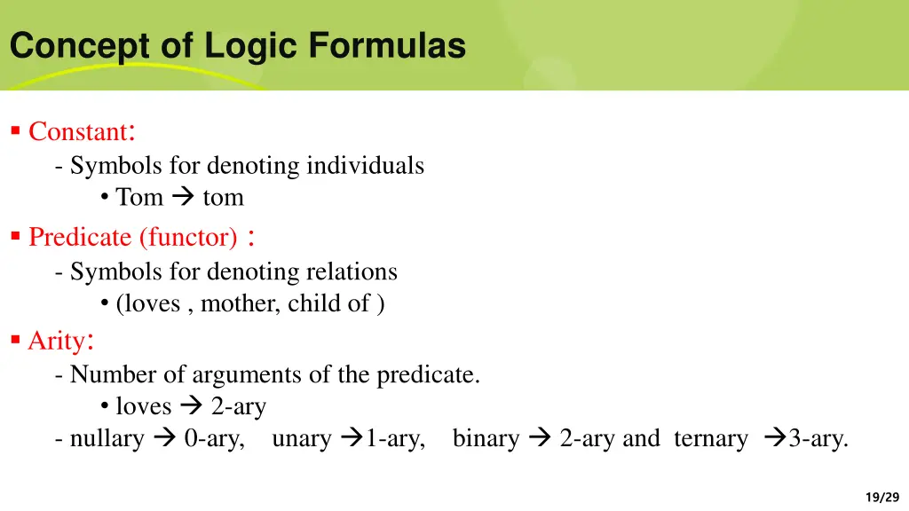 concept of logic formulas