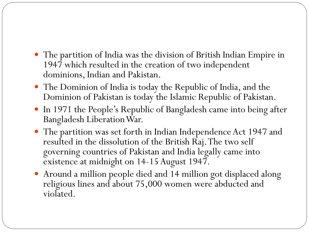 the partition of india was the division