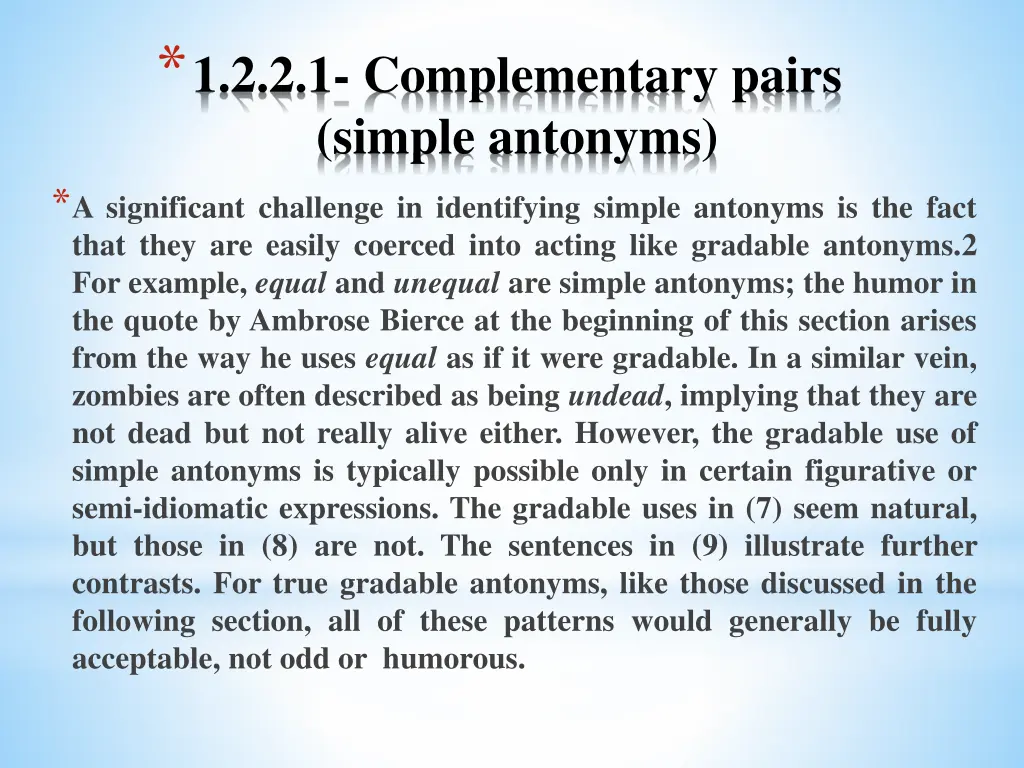 1 2 2 1 complementary pairs simple antonyms 2