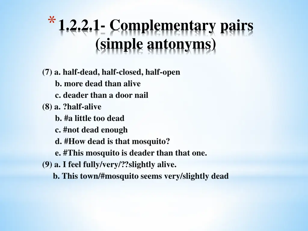 1 2 2 1 complementary pairs simple antonyms 3