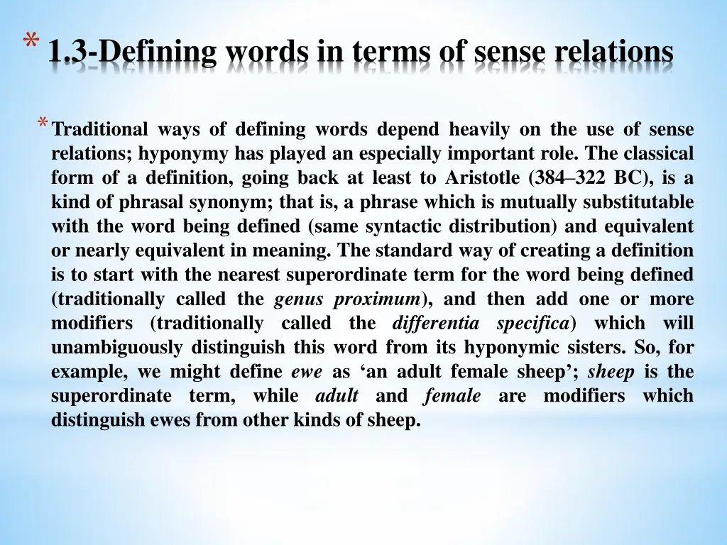 1 3 defining words in terms of sense relations