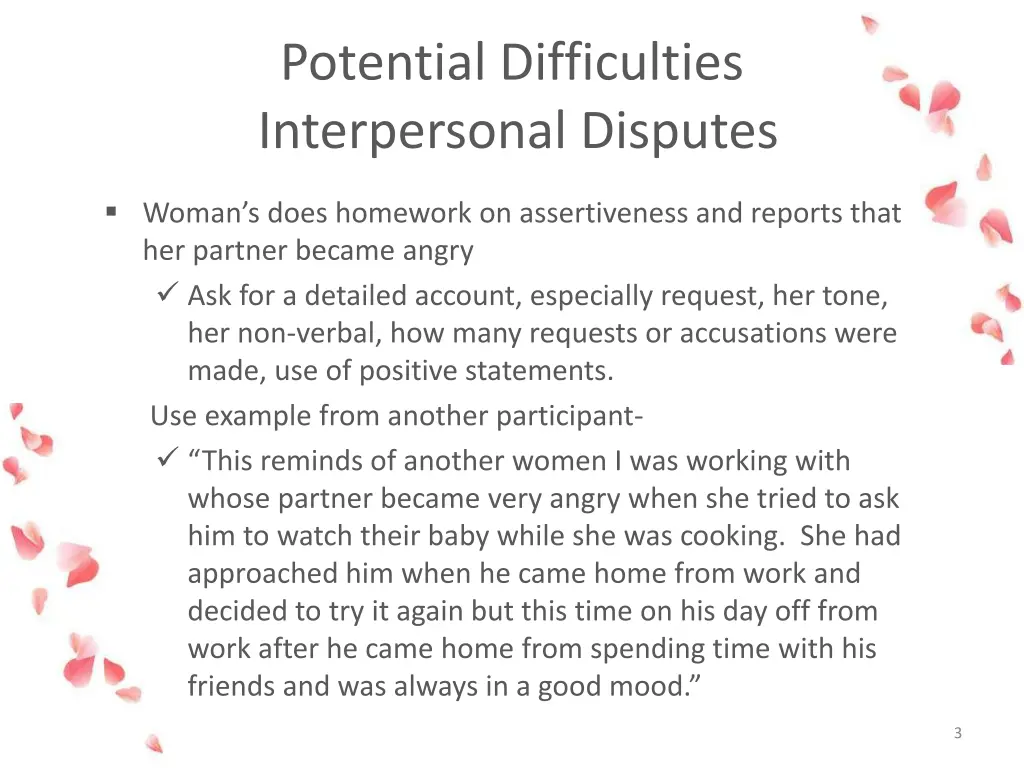 potential difficulties interpersonal disputes