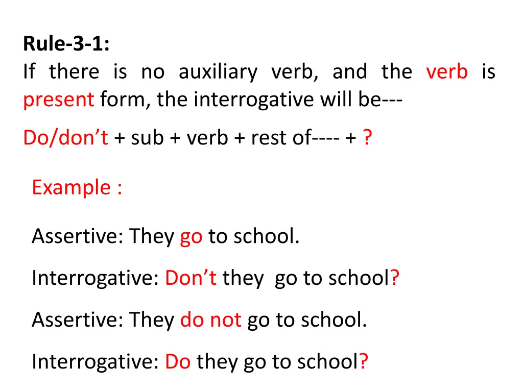 rule 3 1 if there is no auxiliary verb