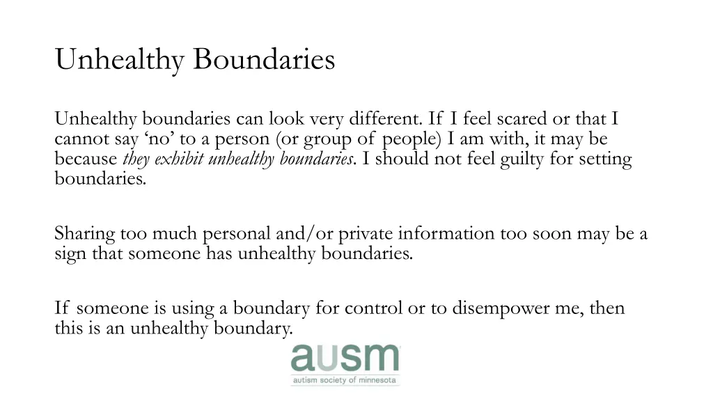 unhealthy boundaries