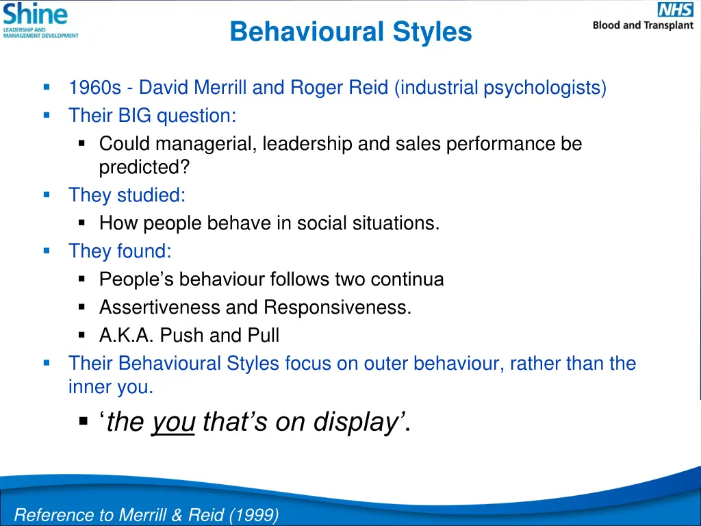 behavioural styles