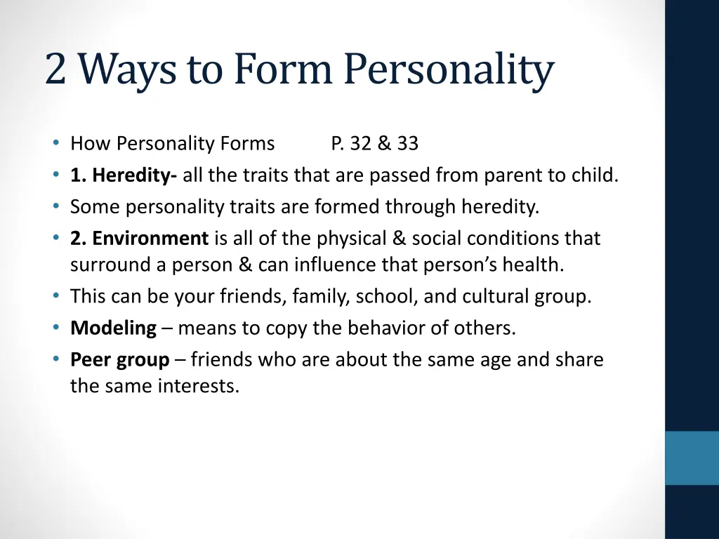 2 ways to form personality