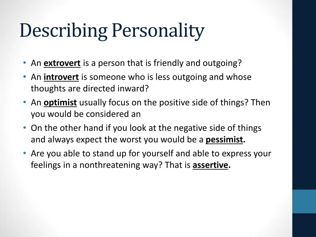 describing personality