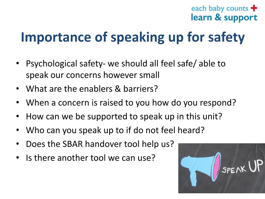 importance of speaking up for safety