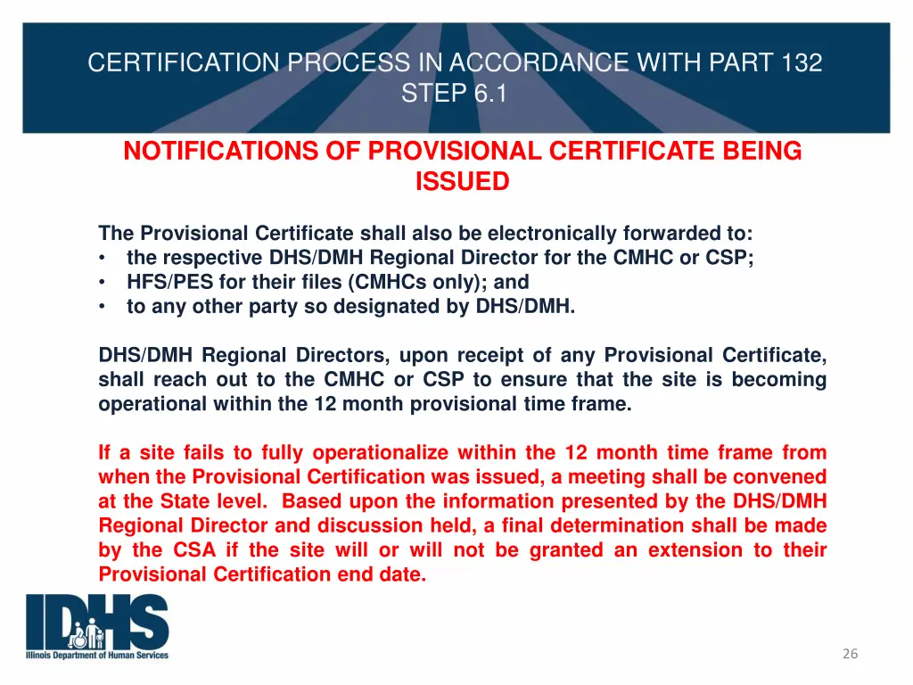 certification process in accordance with part 24