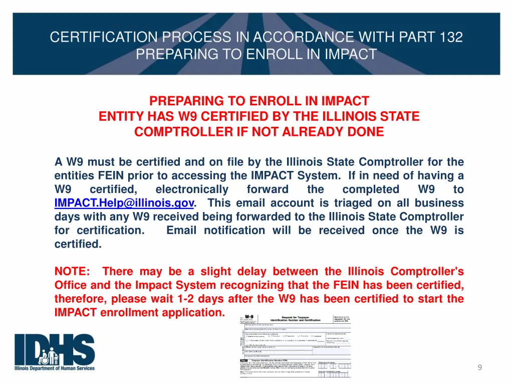 certification process in accordance with part 7