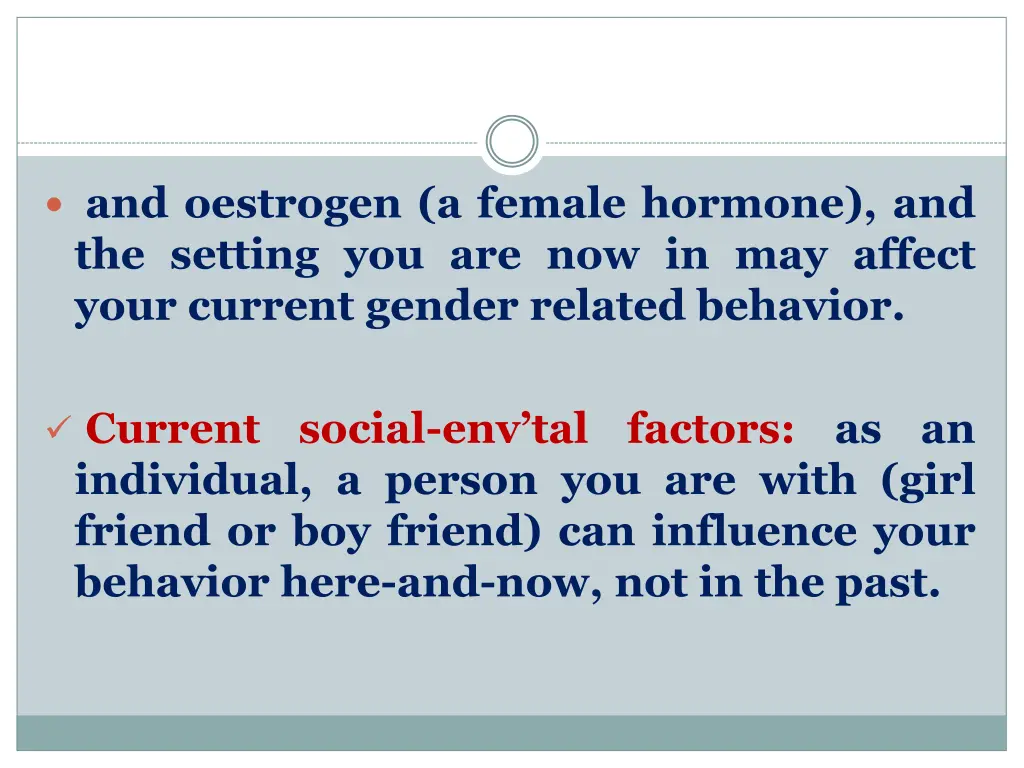 and oestrogen a female hormone and the setting