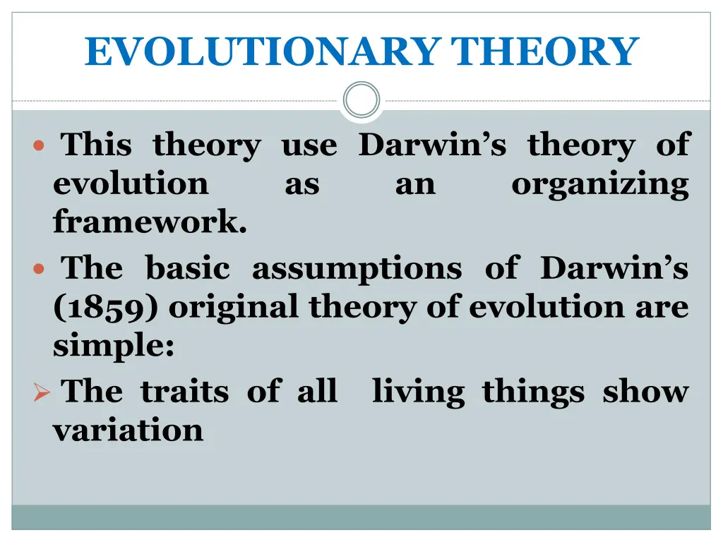 evolutionary theory