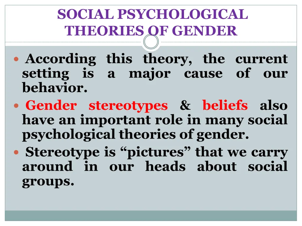 social psychological theories of gender