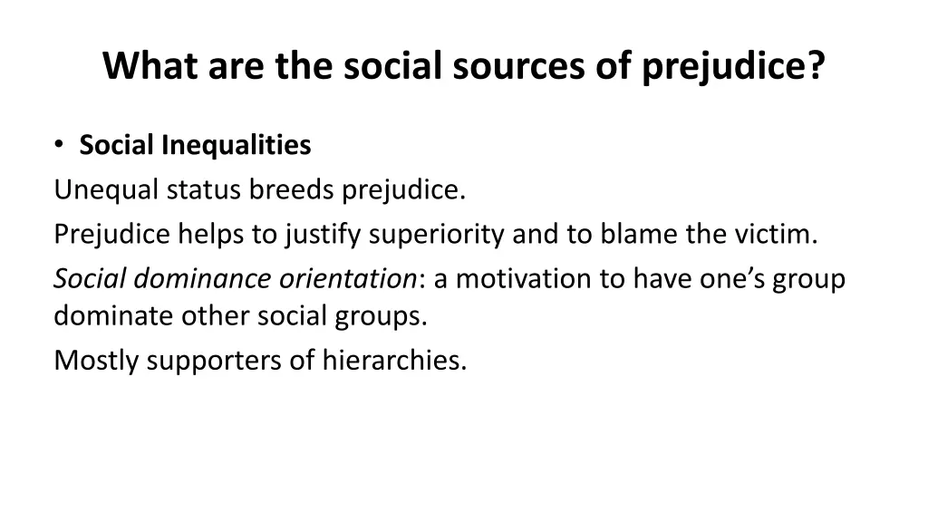 what are the social sources of prejudice