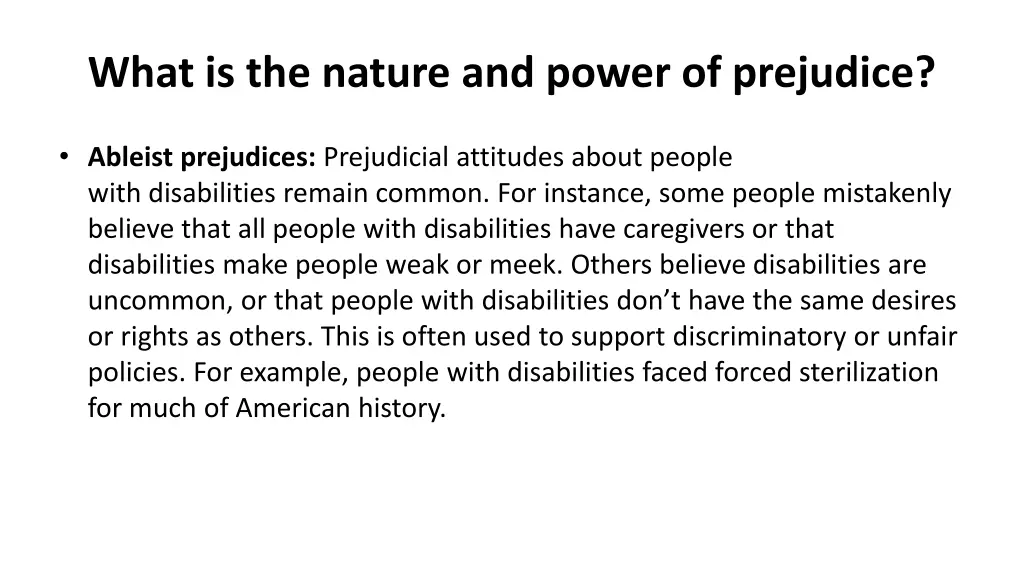 what is the nature and power of prejudice 12