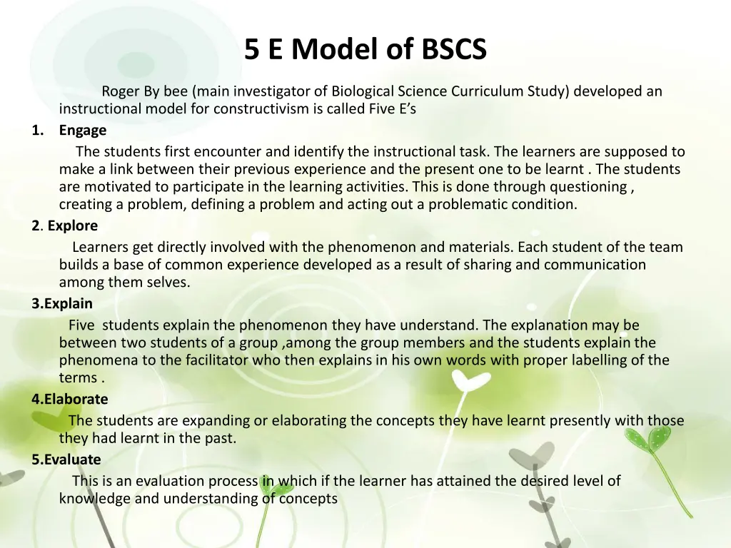 5 e model of bscs