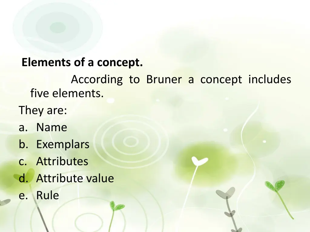 elements of a concept according to bruner