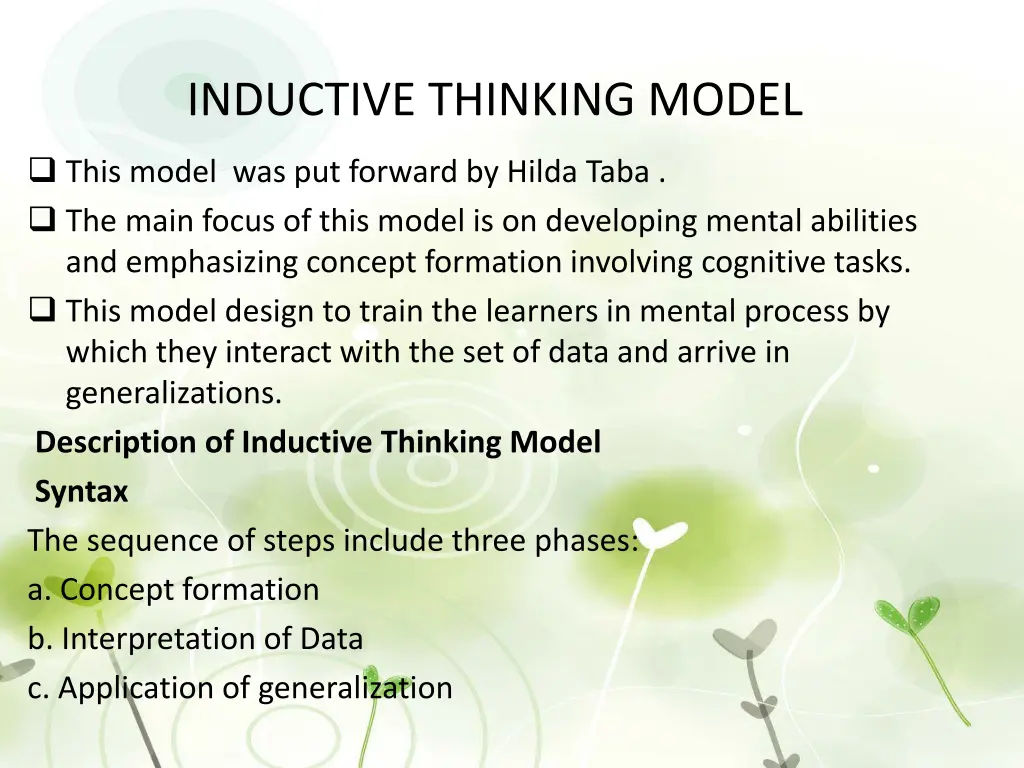 inductive thinking model