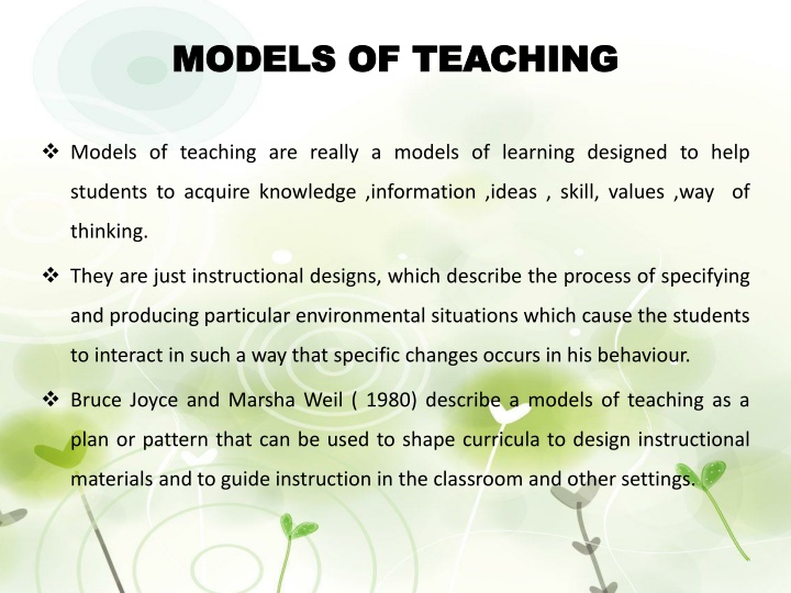 models of teaching models of teaching