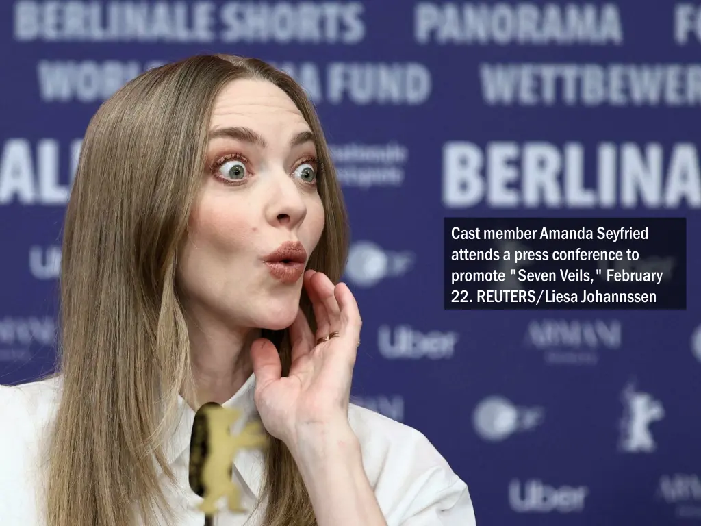 cast member amanda seyfried attends a press