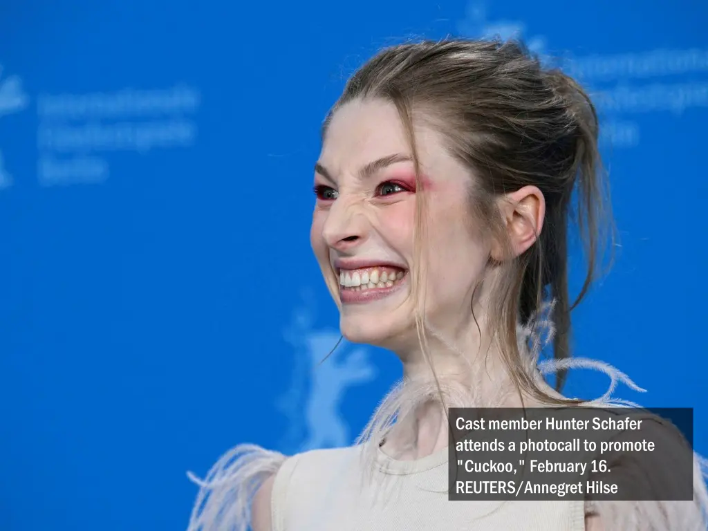 cast member hunter schafer attends a photocall