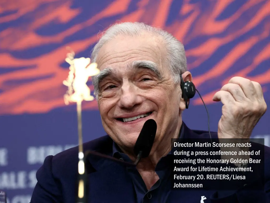 director martin scorsese reacts during a press