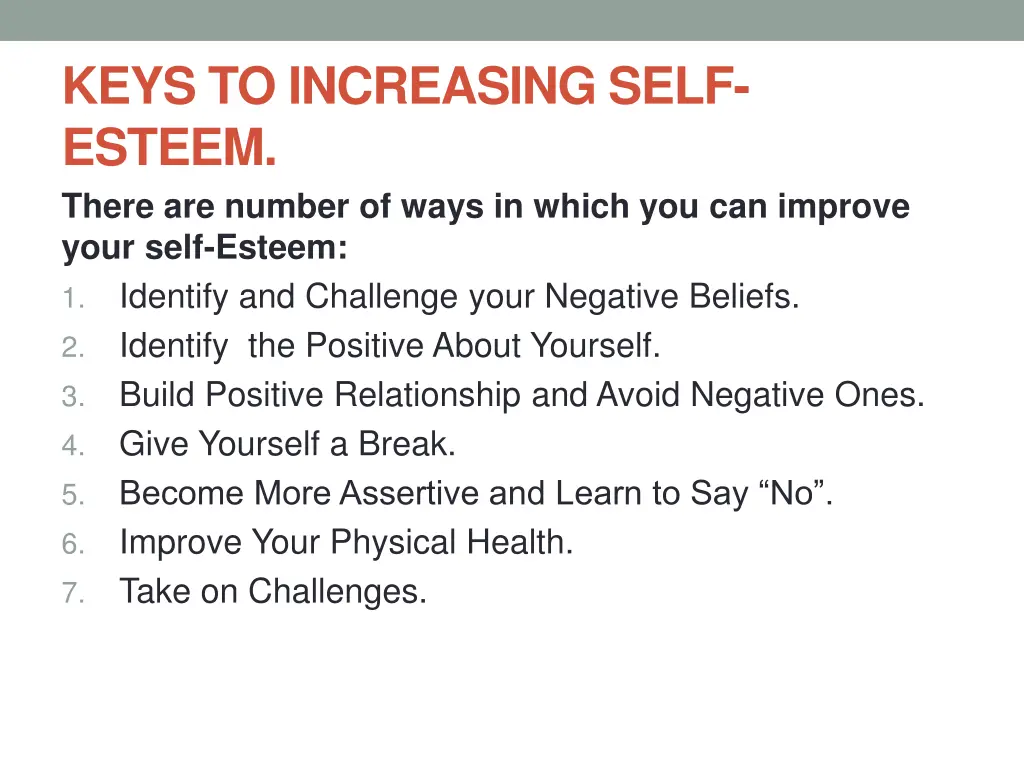 keys to increasing self esteem there are number