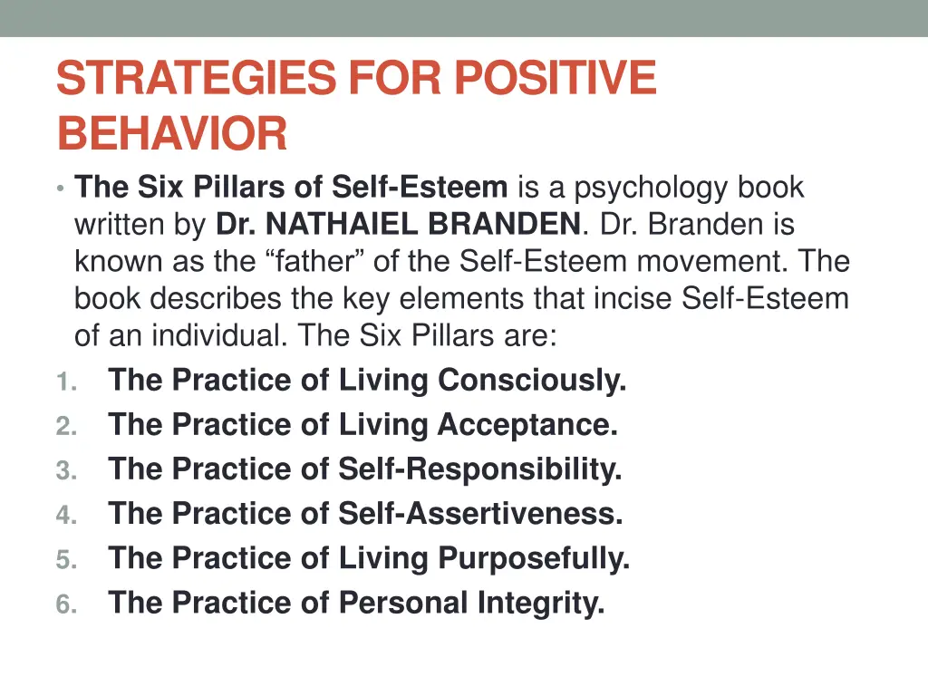 strategies for positive behavior the six pillars