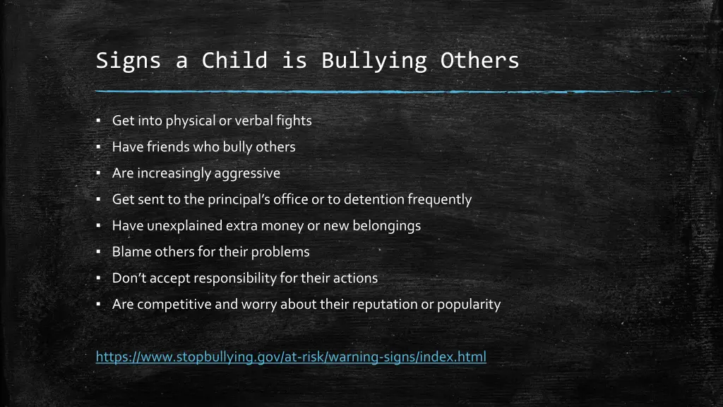 signs a child is bullying others