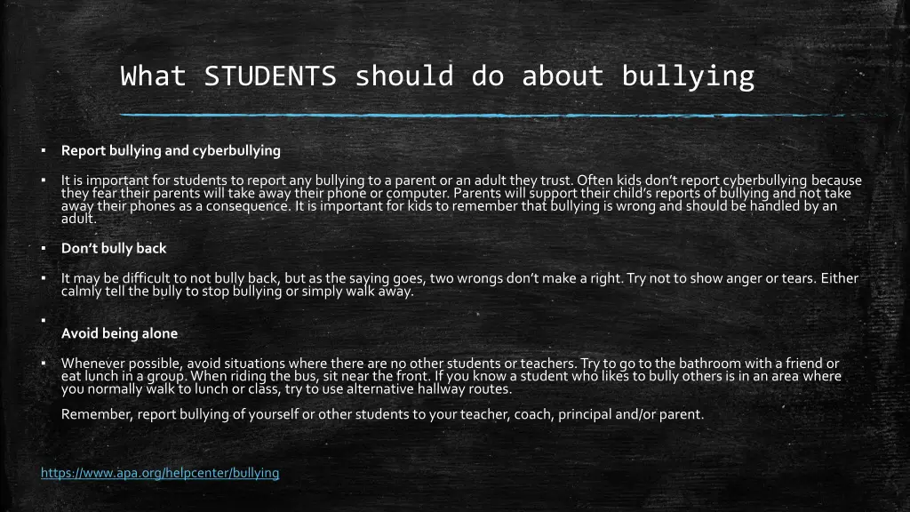 what students should do about bullying