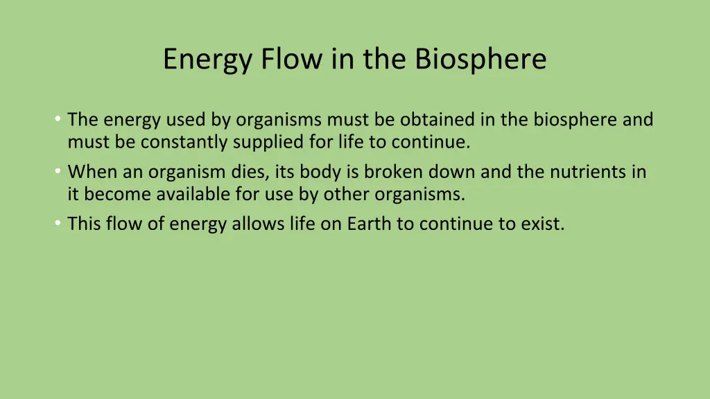 energy flow in the biosphere