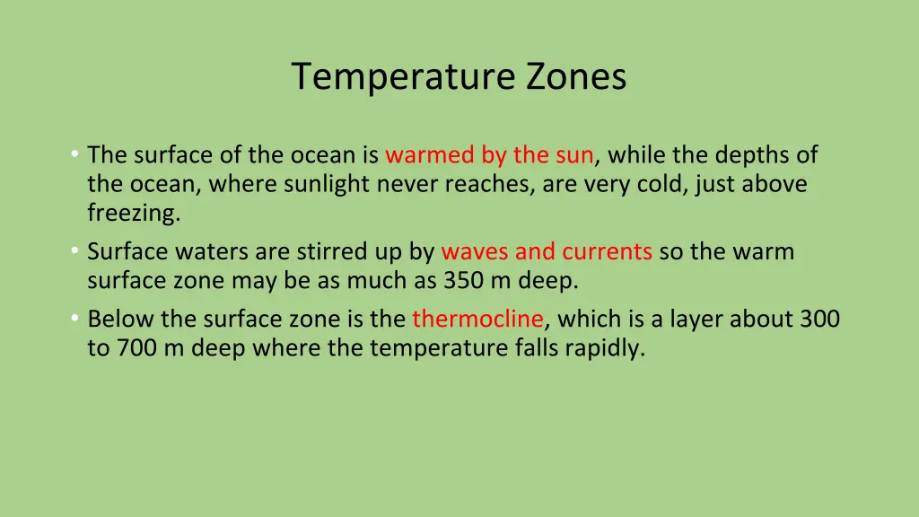 temperature zones