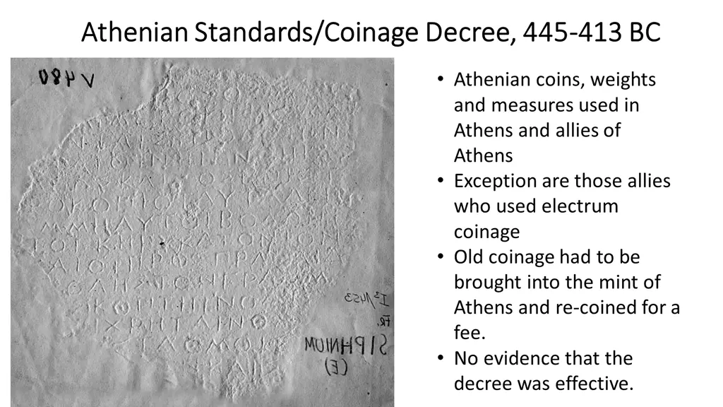 athenian standards coinage decree 445 athenian